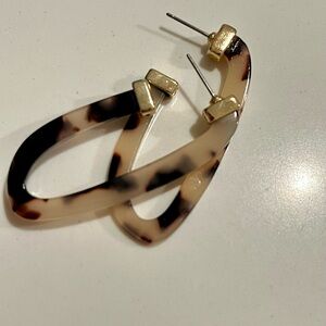 Banana Republic Beige and Dark Brown Tortoiseshell Loop Earrings